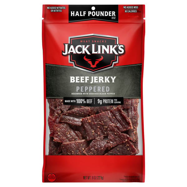 Popcorn & Jerky Jack Link's Beef Jerky, Peppered, Meat Snacks hero