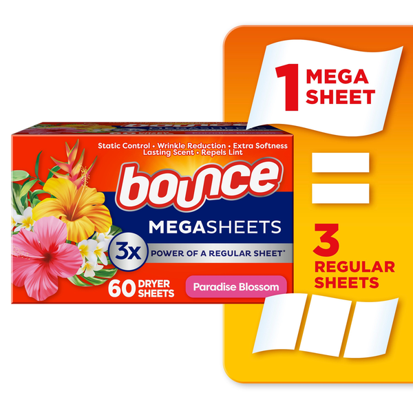 Laundry Bounce Lasting Fresh Mega Dryer Sheets, 60 ct, Outdoor Fresh & Clean hero