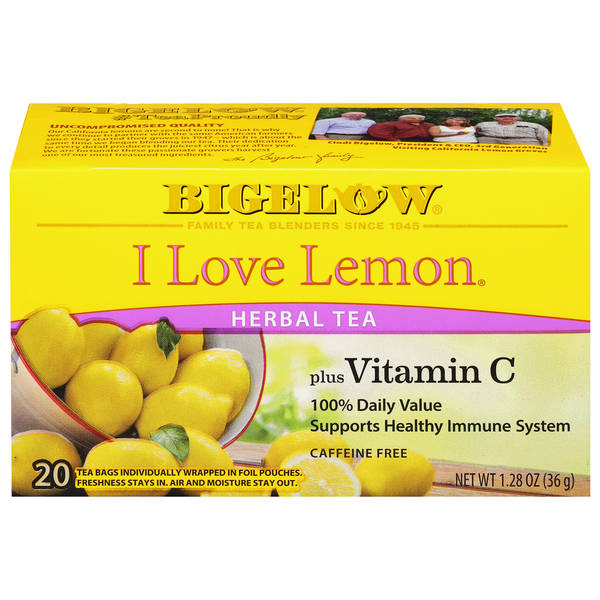 Tea Bigelow Herbal Tea, Plus Vitamin C, I Love Lemon, Caffeine Free, Tea Bags hero