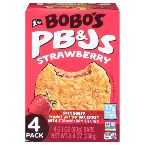 Bobo's PB&Js, Strawberry, 4 Pack hero