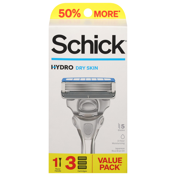 Shave Needs Schick Razor, Hydro, Dry Skin, Value Pack hero