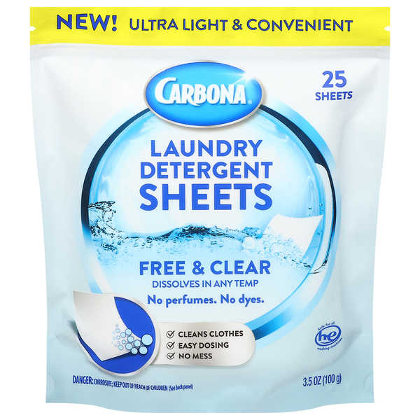 Laundry Carbona Laundry Detergent Sheets, Free & Clear hero