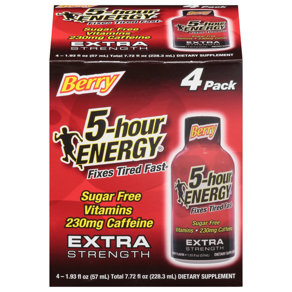 Energy & Sports Drinks 5-hour ENERGY Energy Shot, Extra Strength, Berry, 4 Pack hero