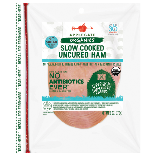 Lunch Meat-Prepackaged Applegate Organics Organic Slow Cooked Ham hero