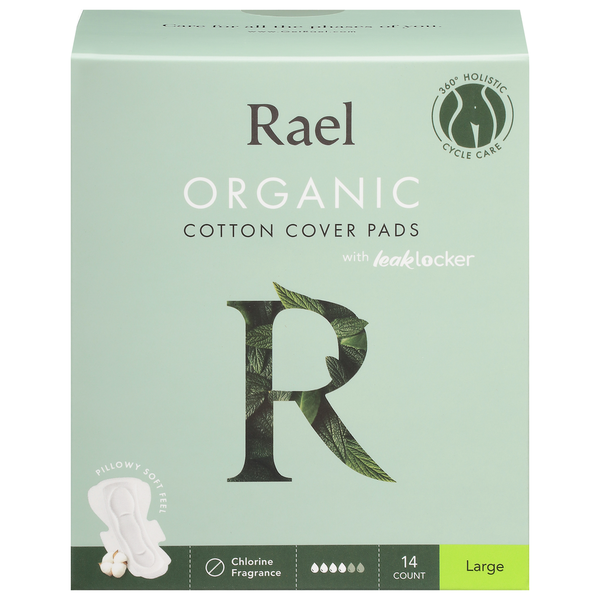 Feminine Care Rael Cotton Cover Pads, Organic, Large hero