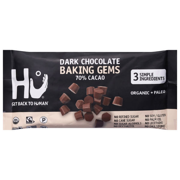 Baking Ingredients Hu Baking Gems, Dark Chocolate hero