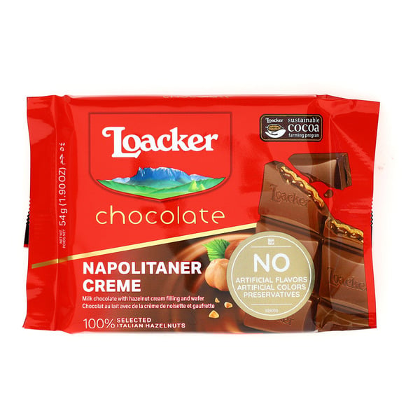 Chocolate & Chocolate Truffles Loacker Chocolate Bar Hazelnut Creme, Crispy Wafer Chocolate hero