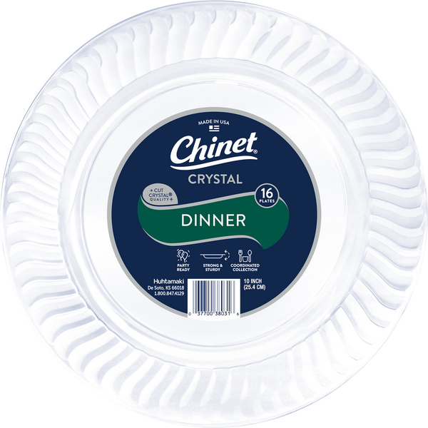 Plates, Bowls, Cups & Flatware Chinet Plastic Dinner Plate 10in (16 Count) hero