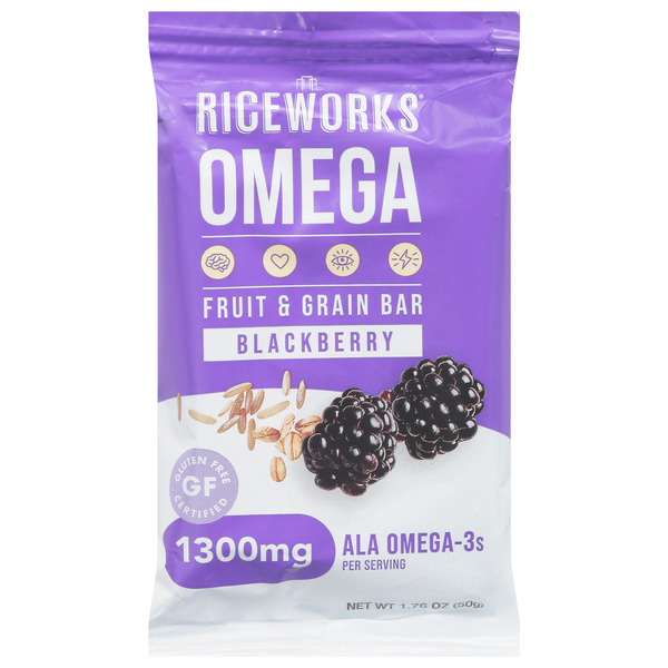 More International Foods Riceworks Fruit & Grain Bar, Blackberry, Omega, 1300 mg hero