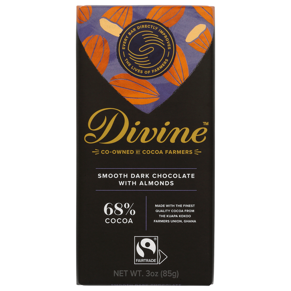 Candy & Chocolate Divine Chocolate Divine 68% Dark Chocolate W/Almonds hero