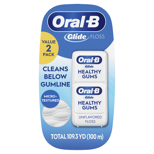 Oral Hygiene Oral-B Glide Healthy Gums Unflavored Dental Floss, Value 2 Pack hero