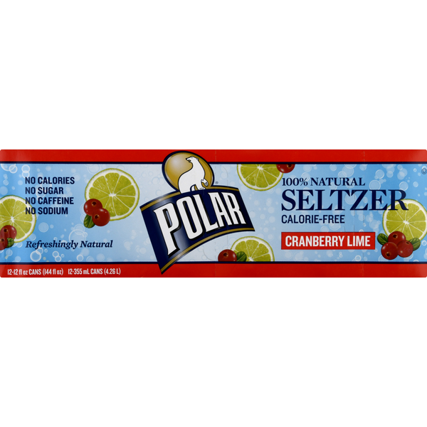 Seltzer & Sparkling Drinks Polar Seltzer Calorie-Free Cranberry Lime hero