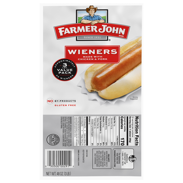 Hot Dogs, Bacon & Sausage Farmer John Wieners hero