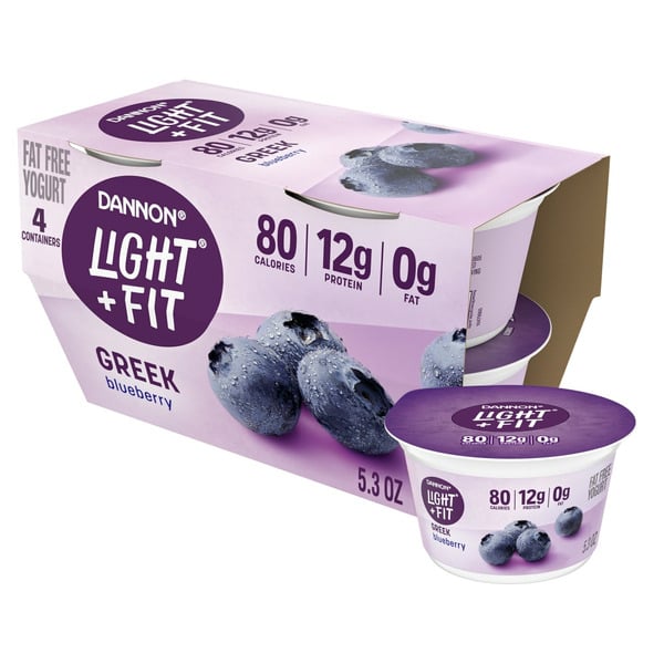 Yogurt/Kefir Dannon Light + Fit Blueberry Greek Nonfat Yogurt Cups hero