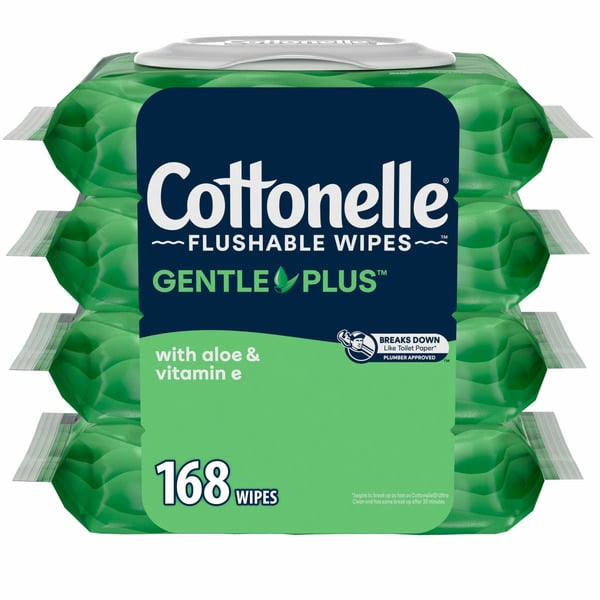 Cottonelle GentlePlus Flushable Wet Wipes with Aloe & Vitamin E hero