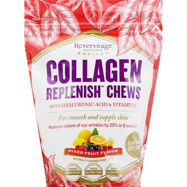 Vitamins & Supplements Reserveage Nutrition Collagen, Mixed Fruit Flavor, Replenish Chews hero