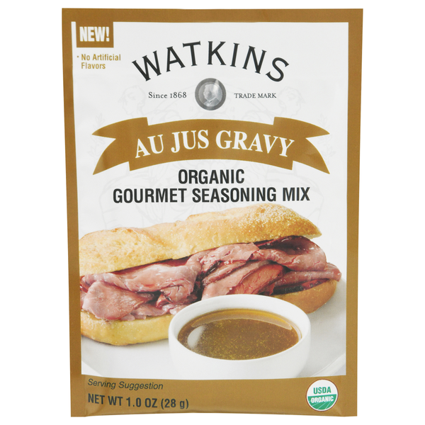 Spices & Seasonings Watkins Seasoning Mix, Organic, Au Jus Gravy, Gourmet hero