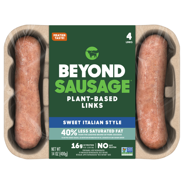 Hot Dogs, Bacon & Sausage Beyond Sausage Beyond Meat Beyond Sausage, Plant-Based Sausage Links, Sweet Italian Style hero