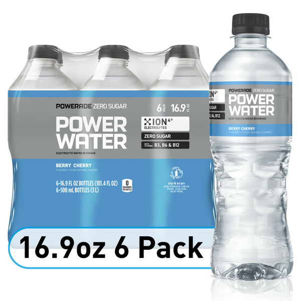 Energy & Sports Drinks POWERADE Power Water, Berry Cherry, 6 Pack hero