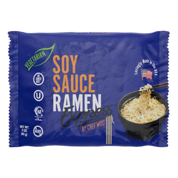 Condiments RAMEN EXPRESS by Chef Woo  Soy Sauce Ramen Noodle Pack by Chef Woo, No MSG, Halal hero