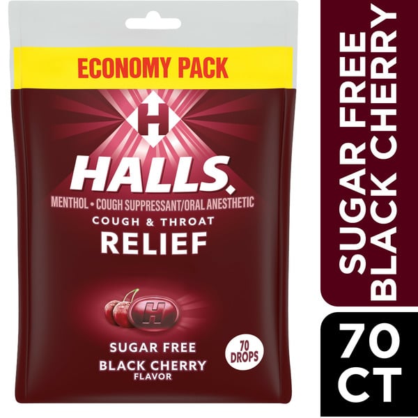 Halls Sugar Free Black Cherry Cough Drops hero