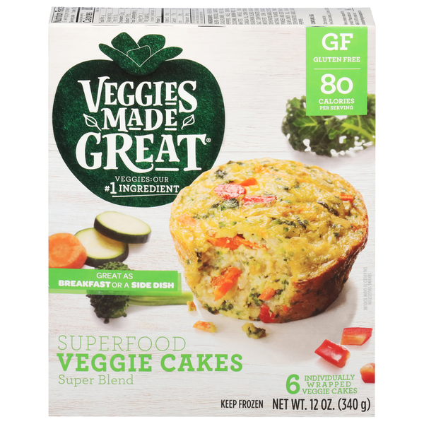 Frozen Vegan & Vegetarian Veggies Made Great Veggie Cakes, Super Blend, Superfood hero