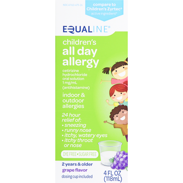 Cold, Flu & Allergy Equaline All Day Allergy, Grape Flavor, Children's, Indoor & Outdoor, 2 Years & Older hero