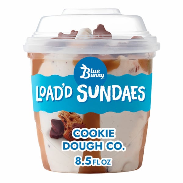 Ice Cream & Ice Blue Bunny Load'd Sundaes Cookie Dough Cup hero