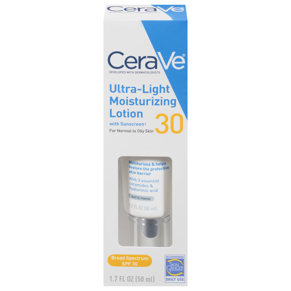 Facial Care CeraVe Moisturizing Lotion, with Sunscreen, Ultra-Light, Broad Spectrum SPF 30 hero