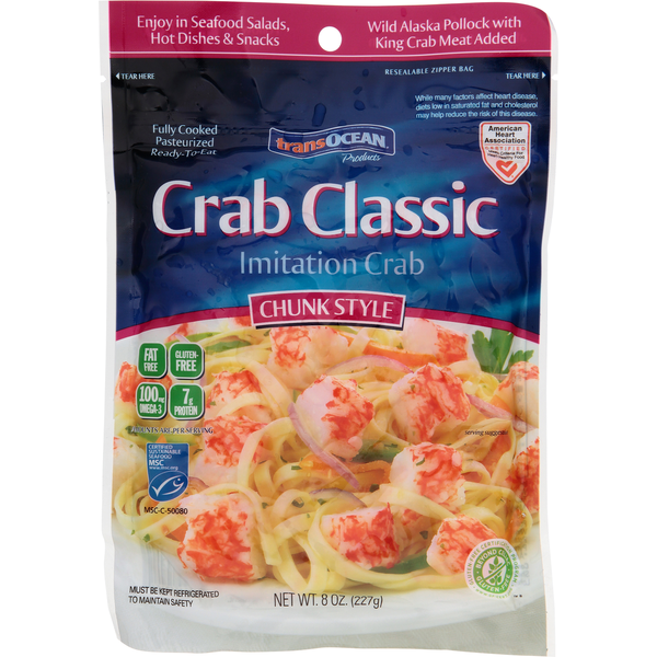 Frozen Meat & Seafood Trans-Ocean Imitation Crab, Crab Classic, Chunk Style hero