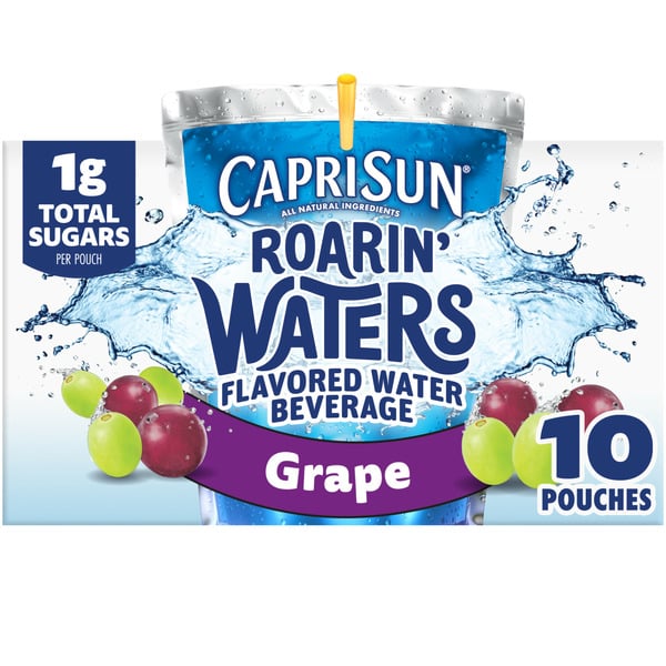 Capri Sun Grape Geyser Naturally Flavored Kids Water Beverage Drink Pouches hero