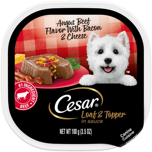 Dog Food & Care Cesar Loaf & Topper in Sauce Soft Wet Dog Food Beef with Bacon & Cheese hero