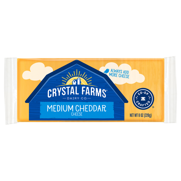 Packaged Cheese Crystal Farms Cheese, Medium Cheddar hero