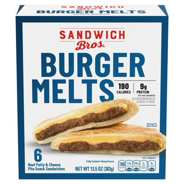 Frozen Appetizers & Sides Angus Cheeseburger Flatbread Sandwiches Frozen Sandwiches hero