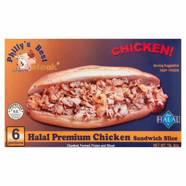 Frozen Meat & Seafood Philly's Best Steak Halal Premium Chicken Sandwich Slice hero