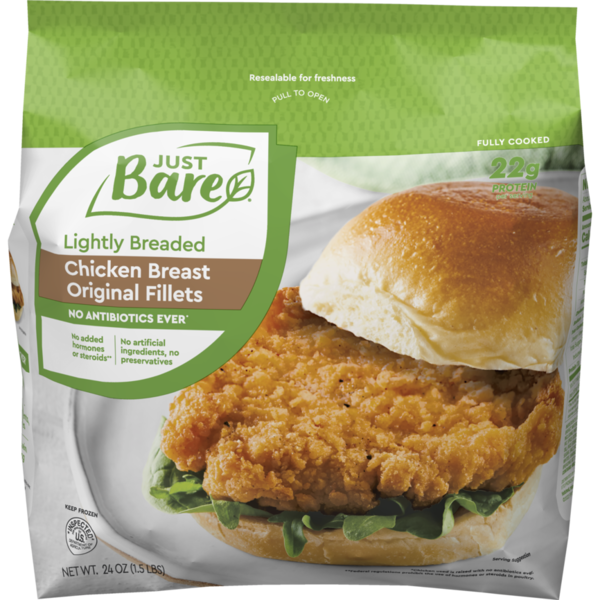 Frozen Meat Just Bare Lightly Breaded Chicken Breast Fillets hero