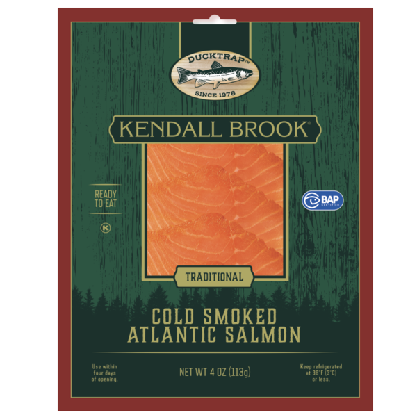 Packaged Seafood Ducktrap River of Maine Kendall Brook Cold Smoked Atlantic Salmon hero