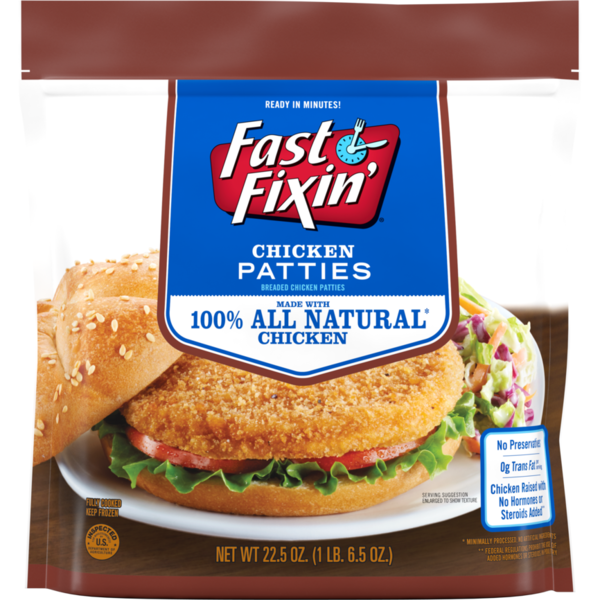 Frozen Meat & Seafood Fast Fixin Chicken Breast Patties, 22.5 oz (Frozen) hero