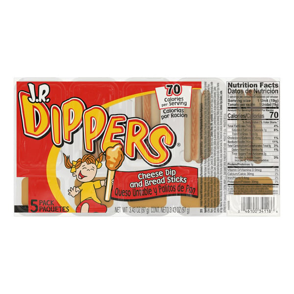 Chips & Pretzels JR Dippers® Cheese Dip & Bread Sticks hero