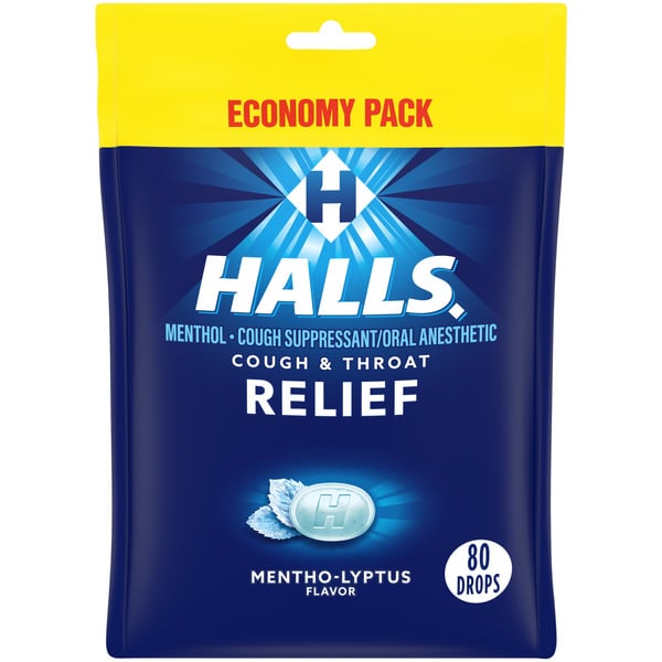 Cough, Cold & Flu Halls Relief Mentho-Lyptus Cough Suppressant Oral Anesthetic Menthol Drops hero