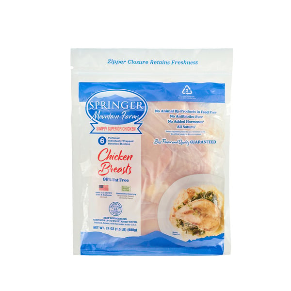 Packaged Poultry Springer Mountain Farms Individually Wrapped Boneless Skinless Chicken Breast Fillets hero