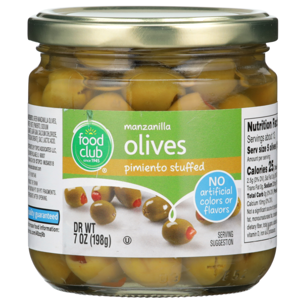 Canned & Jarred Vegetables Food Club Pimiento Stuffed Manzanilla Olives hero