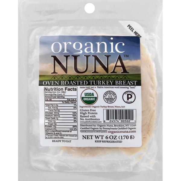 Deli Meat & Cheese Organic Nuna Turkey Breast, Organic, Oven Roasted hero