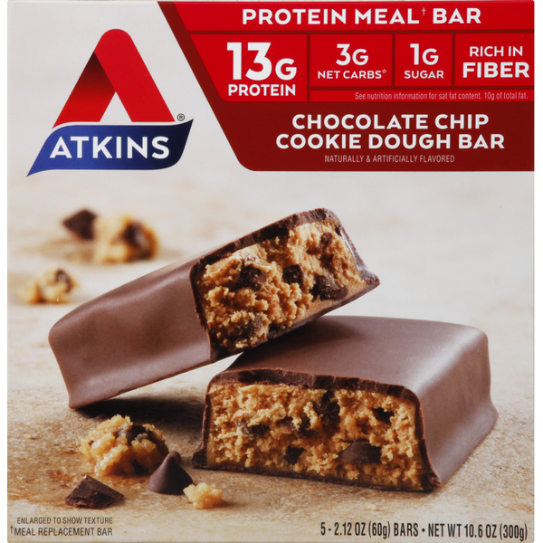 Breakfast Bars & Pastries Atkins Protein Meal Bar, Chocolate Chip Cookie Dough hero