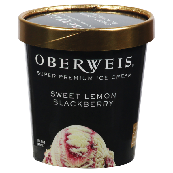 Ice Cream & Ice Oberweis Ice Cream, Super Premium, Sweet Lemon Blackberry hero