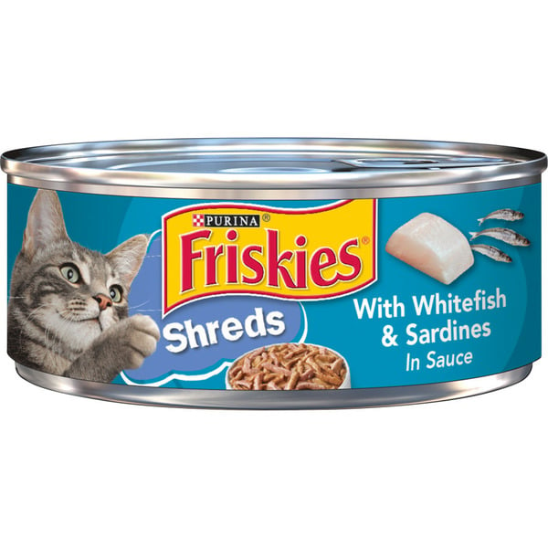 Cat Food & Care Purina Friskies Wet Cat Food, Shreds With Whitefish & Sardines in Sauce hero