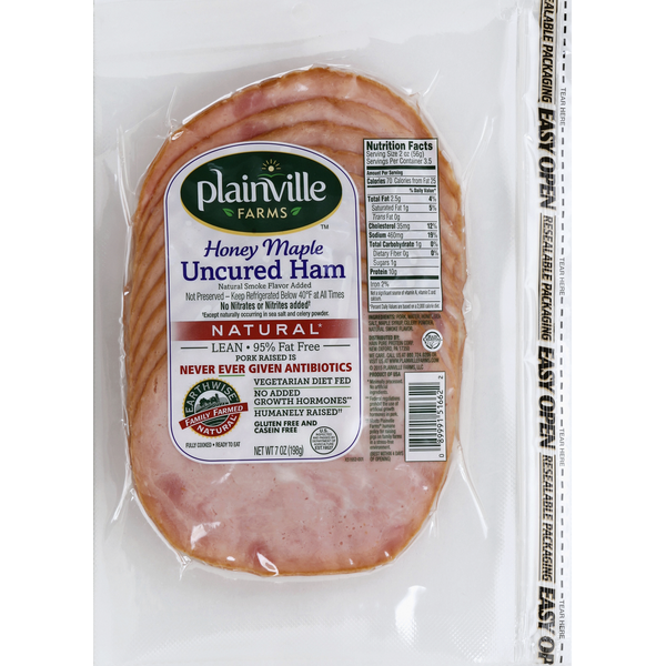 Lunch Meat Plainville Farms Ham, Uncured, Honey Maple hero