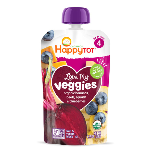 Baby Food & Formula Happy Tot Organics Love My Veggies Stage 4 Organic Bananas, Beets, Squash & Blueberries Pouch hero