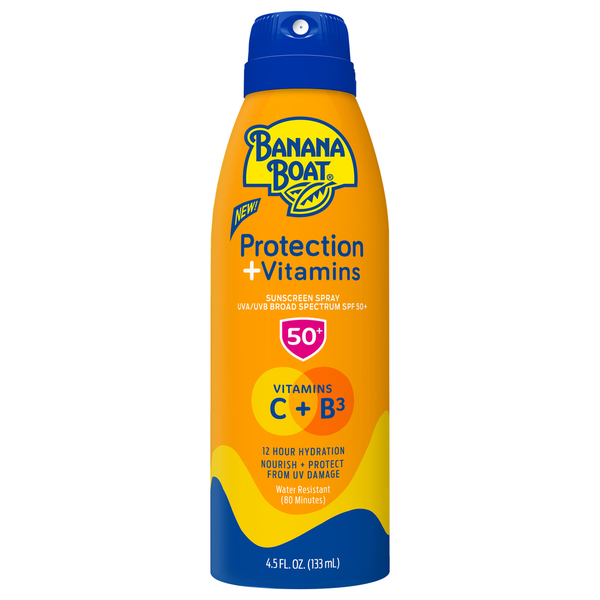 Body Lotions & Soap Banana Boat Sunscreen Spray, Protection + Vitamins, Broad Spectrum SPF 50+ hero