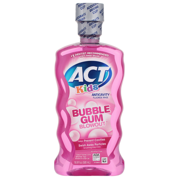 Oral Hygiene ACT Fluoride Rinse, Anticavity, Bubble Gum Blowout hero